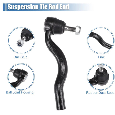 6 Piece Front Inner Outer Tie Rod Ends Kit for Dodge Durango 2011 to 2015 and Jeep Grand Cherokee 2011 to 2015 Drag Link Steering Suspension Replacement OE ES800972 ES800973 EV800987, black tie rod end with ball stud