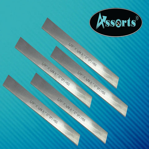 Set Of 5 HSS Trapezoid Lathe Blades One Eighth By Three Quarter By Six Inches For Parting Cut Off And Tool Holders Hardened