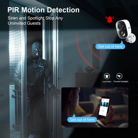 Two Pack Battery Powered Outdoor Wireless Security Cameras With 2K Color Night Vision AI Motion Detection Siren Spotlight And Two Way Talk Waterproof And Reliable