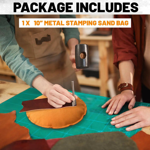 Heavy Duty Suede Leather Sandbag With Fine Grain Sand Fill 10 Inch Round Stamping Cushion Tough As Nails Base For Jewelry Casting And Leather Embossing Your New Favorite Go To Station