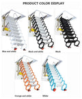 Super Heavy Duty Telescopic Attic Ladder With Buttery Smooth Electric Fold Built Tough Titanium Alloy Frame in various colors.