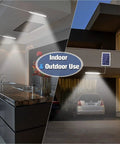 Indoor kitchen and outdoor garage lit by Outdoor Solar Bar Light Kit With Motion Sensor, 3 Modes, Remote, Waterproof Pendant Tube.
