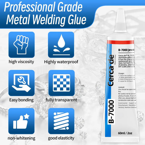 Tube of B-7000 Go-To Jewelry Glue For Bonding Gemstones, Pearls, Earrings, Rings, Bracelets, Rhinestones And Metals, 2oz