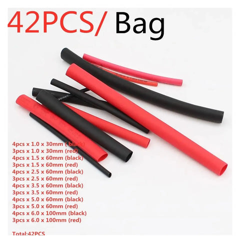 Get This Awesome 42 Piece Black And Red 2 To 1 Heat Shrink Tubing Assortment Kit For Insulating Your Cables With Total Style And Professional Grade Protection In One Solid Wrap Solution. 42pcs black red heat shrink tubing assortment, 1.0-6.0mm
