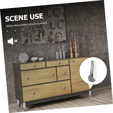 Smooth As Butter Sliding Door Rollers Straight Up Sturdy Barn Door Wheels Heavy Duty Galvanized Nylon Casters close-up on side of cabinet