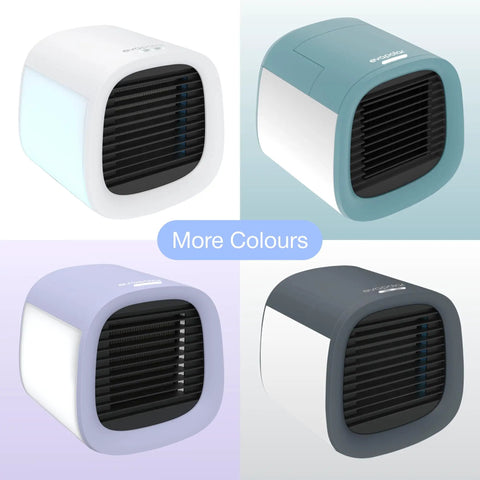 Four EvaCHILL Portable Air Conditioner Compact Personal Evaporative Cooler And Desk Fans in various colors