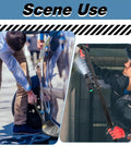 12 Inch LED Lighted Rolling Inspection Mirror With Wheels being used for vehicle checks and undercarriage inspection