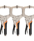 Three Pack 11 Inch Locking Pliers Heavy Duty Vice Grips For Welding With Adjustable Jaw Screw And 3 Inch Opening Swivel Pads