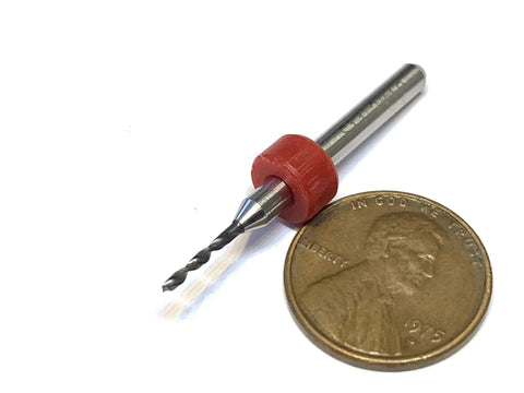 1.2mm micro drill bit for printer nozzle cleaning shown with a coin for size comparison. Part of Six 1.2mm Micro Drill Bits For 3D Printer Nozzle Cleaning And Extruder Maintenance Pro Grade PCB Kit Essentials For A3 Printers Great For Clearing Blockages And Precise PCB Work.