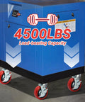 6 Inch Industrial Grade Caster Wheels Set Of 4, Heavy Duty Polyurethane Casters With Dual Ball Bearing, Solid Polyurethane Wheel Capacity 4500 Lb, Plate Mount Swivel Casters For Cart, Machine And Industrial Applications supporting a blue machine.