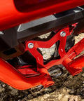 Heavy Duty Arched Boxed Rear Radius Arms For Polaris RZR XP Turbo And XP 4 Turbo 2016 Plus Red, installed on rear suspension