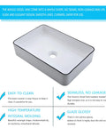 Rectangular Vessel Sink 20 By 14 Inch Above Counter White With Black Rim Premium Porcelain Ceramic Lavatory Vanity Basin For Modern Bathrooms Built To Last No Fuss Clean, showing seamless design and easy-clean features.