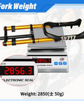 20 Inch Fat Tire Bike Front Air Suspension Fork With 180mm Travel on scale showing weight of 2856 grams