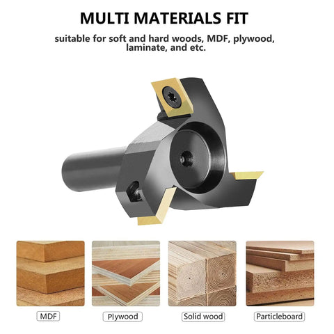Durable Heavy Duty CNC Spoilboard Surfacing Router Bit With Half Inch Shank And Two Inch Cutting Diameter Three Wing Carbide Insert Planer