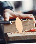 Knockout 100 Piece Wood Biscuit Joiner Kit With Heavy Duty Biscuit Cutter For Lightning Fast Woodworking Slotting and visible wood biscuit insertion.