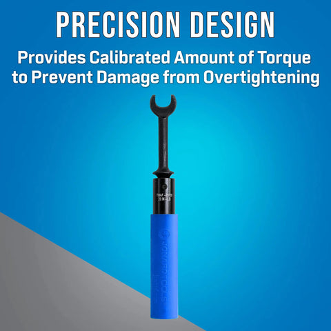 Beefy Full Head Torque Wrench 7/16 Drive Delivers 20 In Lb Precision for F Connector Tightening, Rugged Tool on blue background