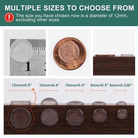 64pcs clear self-adhesive cabinet door bumpers; 12mm (0.5in) rubber dots for quiet non-slip drawers and furniture