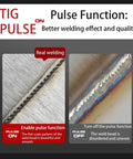 Comparison of weld beads with pulse function on and off using 5 In 1 Aluminum TIG Welder With AC DC Pulse Inverter, MMA Cutting Capabilities