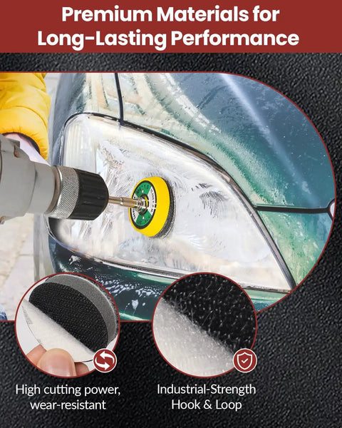 Ultra Handy 120Pc 3 Inch Sanding Discs Kit For Drill Rotary Tool And Grinder polishing headlight with drill and pad attachment.