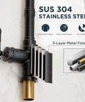 Premium Vintage Kitchen Faucet Featuring A Smooth Pull Down Sprayer And Heavy Duty Oil Rubbed Bronze Finish For A Dope Sink Swap showcasing SUS 304 stainless steel construction and 5-layer metal finish.