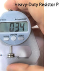 Digital caliper measuring a resistor from 0.25W Metal Film Resistor Kit With 14 Values And 280 Pieces from 1K to 100K Ohms