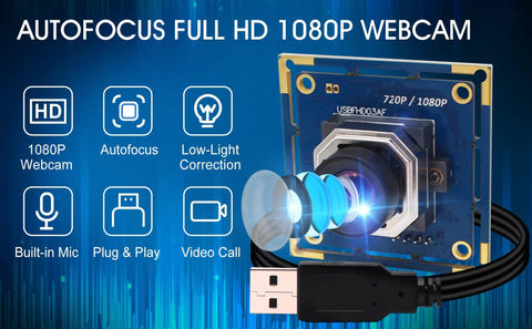USB Camera Module With Autofocus 2MP 1080p FHD Industrial Grade Webcam 100fps High Frame Rate displaying features.