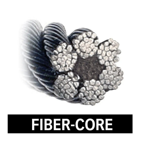 Close-up of Heavy Duty Extension Winch Cable With Swivel Hook And Thimble Eye 3/8 Inch By 75 Foot Fiber Core 12,000 Lbs