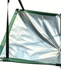 Silver tarp of Garden Rain Collector Kit For Eco Friendly Water Harvesting With Hose And Filter System Tool Free Assembly