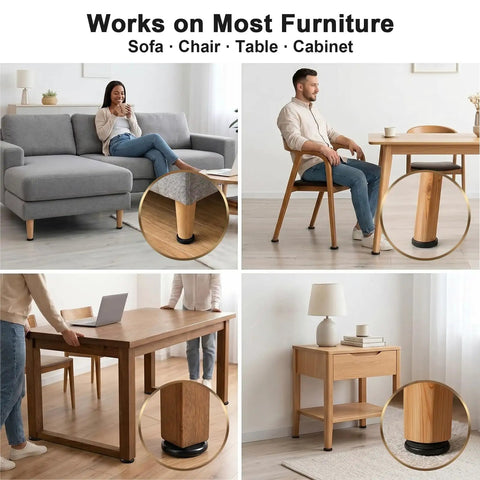 Skip The Drag With Self Adhesive Furniture Sliders That Glide Heavy Chairs Across Carpet And Hardwood Floors While Acting As Reliable Chair Glides And Floor Pads For Your Home, showcased on various furniture.