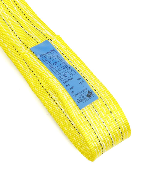 Heavy Duty Two Leg Bridle Web Sling With 4.92 Foot Length And 13227 Lb Capacity for Safe Lifting, yellow polyester material close-up