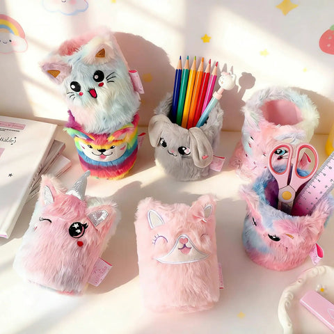 Cute Cool Cat Pen Holder Desk Organizer For Office And Home Decor Must Have Makeup Brush Holder And Pencil Cup Adorable Cat Design Gift For Women Girls Birthday Stylish Desk Accessory For Girls Boys displayed with colorful pens and books.