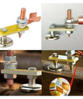 Solid 2 Pack Metalworking Magnetic Ground Clamps With Heavy Duty Magnet Head on metal surface for welding projects.