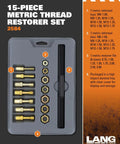 15 Piece Metric Thread Restorer Set Pro Grade With Dies Taps And Restorer File For Damaged Threads M6 To M12 packaged in styrene tray