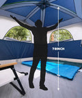 Interior of spacious 6 person waterproof family tent with windproof build and easy setup in minutes, showing 78-inch height.
