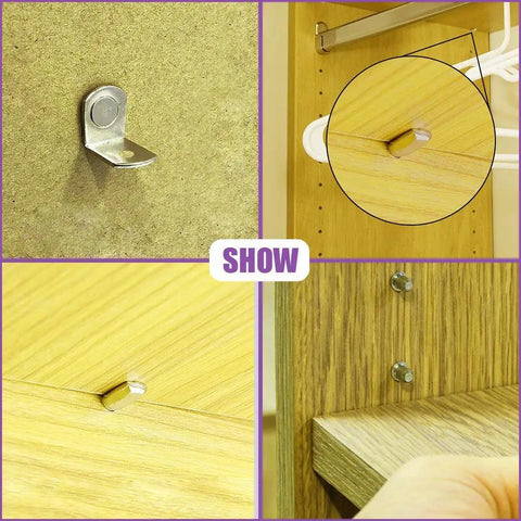Close-up of 120 Piece Nickel Plated Shelf Pins Kit With Four Styles For Five Millimeter And Six Millimeter Shelf Holes Fits Cabinets