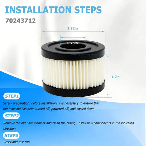 Two Pack Air Compressor Filter Elements Fits Ingersoll Rand 4YW07 1WF72 SS3 Replacement with installation steps and dimensions