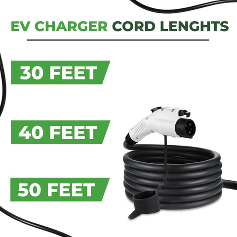 EV Charger with 40 Ft Cable for Level 2 EV Charger With Adjustable Amperage From 10 To 32 Amps, 40 Foot Cable, EVSE L6 30P Plug In