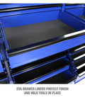 Interior view of Pro Level Heavy Duty 72 Inch 15 Drawer Tool Chest With Secure Locking Front, 19 Gauge Steel Construction And Eva Liners.