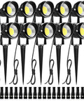 Totally Lit Ultra Bright Low Voltage Outdoor LED Landscape Lights With Connectors 10W 12V 24V Waterproof Garden Flood Lights 1000 Lumens Day White 5500K For Patio Pathway Driveway Yard 10 Pack With Connector, showing 10 lights and 20 connectors