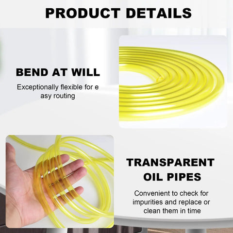 10 Ft Fuel Line Hose Kit With One Quarter Inch ID And Three Eighth Inch OD includes flexible clear hoses and 12 clamps.