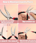 Steps showing how to maintain pliers from the 1200 Piece Jump Rings Jewelry Making Kit With Pro Grade Open Close Tools Pliers Tweezers Lobster Clasps And Necklace Repair Set In Silver And Gold Includes 4 5 6 7 8 Mm Sizes For Crafts And Key Chains