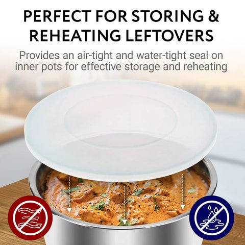 8-Quart Silicone Pressure Cooker Lid Cover For IP-DUO80 sealing a pot of food with airtight and leak-proof design