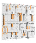 Two Pack 12 By 24 Inch Metal Pegboard Panels For Garage Wall Storage And Tool Organization On Workbench Or In The Workshop Grey