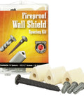 Boss Fireproof Wall Shield Spacing Kit For Wood Pellet Coal Stoves contains ten ceramic standoffs, wall anchors, and screws.