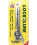 Grease Gun Coupler XL Universal Fit With 3.5 Inch Extra Reach in packaging, silver with locking jaws, for recessed fittings