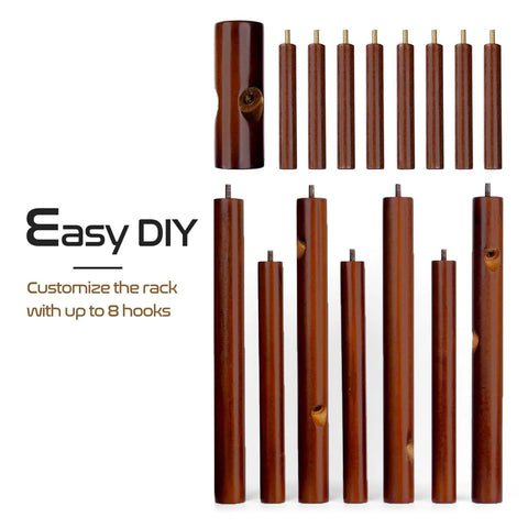 Wooden Coat Rack Freestanding With 8 Hooks And 3 Adjustable Heights Space Saving Clothes Organizer parts and hooks