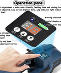 Operation panel of DFEDHF Battery Powered Electric Strapping Machine For Pallet Packaging with LCD display and adjustment buttons.