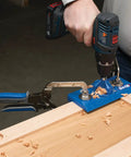 Person using Drawer Slide Jig And Concealed Hinge Jig Kit For Cabinets And Desks, No Fuss Install Of Cabinet Slides