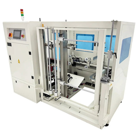 Fully Automatic Carton Erector For Stable Box Forming And Automatic Bottom Sealing That Smoothly Folds Flaps Delivers Consistent Packaging Efficiency And Really Reduces Manual Labor In High Volume Operations 220V, white steel frame