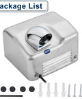 High Speed 1600W Wall Mounted Commercial Hand Dryer Stainless Steel Electric Hand Dryer components